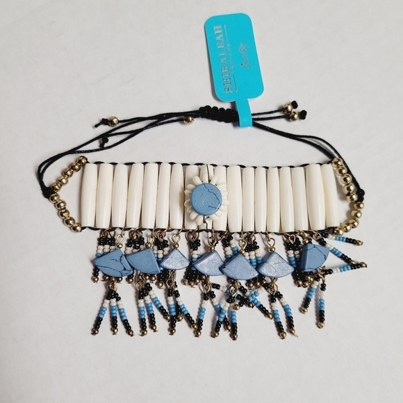 Shiraleah Chicago Women's Janelle Ivory And Blue Beaded Tassel Bohemian Bracelet - Picture 6 of 6